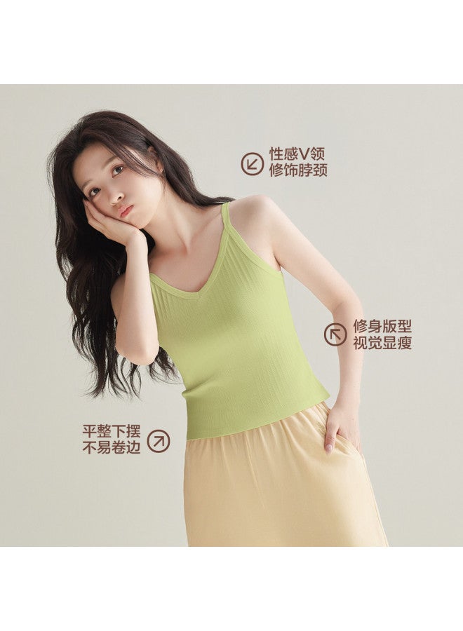 Red Bean V-Neck Vertical Stripe Camisole, Women'S Back, Versatile Sleeveless Top, Can Be Worn As Outerwear Or Layered, Ladies' Tank Top - Image 3