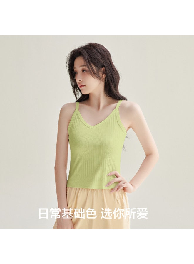 Red Bean V-Neck Vertical Stripe Camisole, Women'S Back, Versatile Sleeveless Top, Can Be Worn As Outerwear Or Layered, Ladies' Tank Top - Image 5