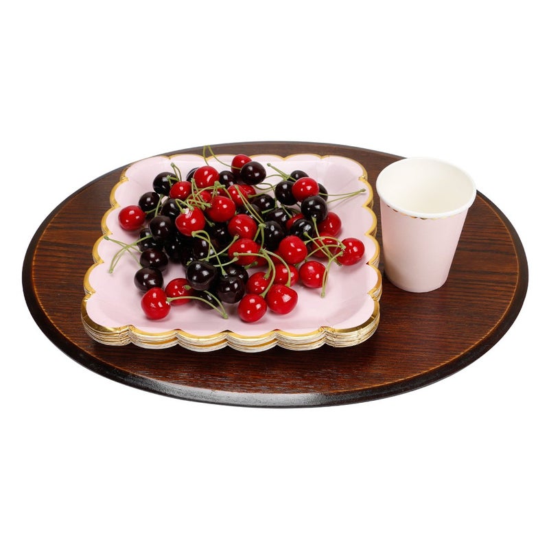 Geeklife Pink Gold Paper Cups with Metallic Gold Border Disposable Paper Cups 9oz for Wedding Party and Cocktail 40 pcs - Image 5