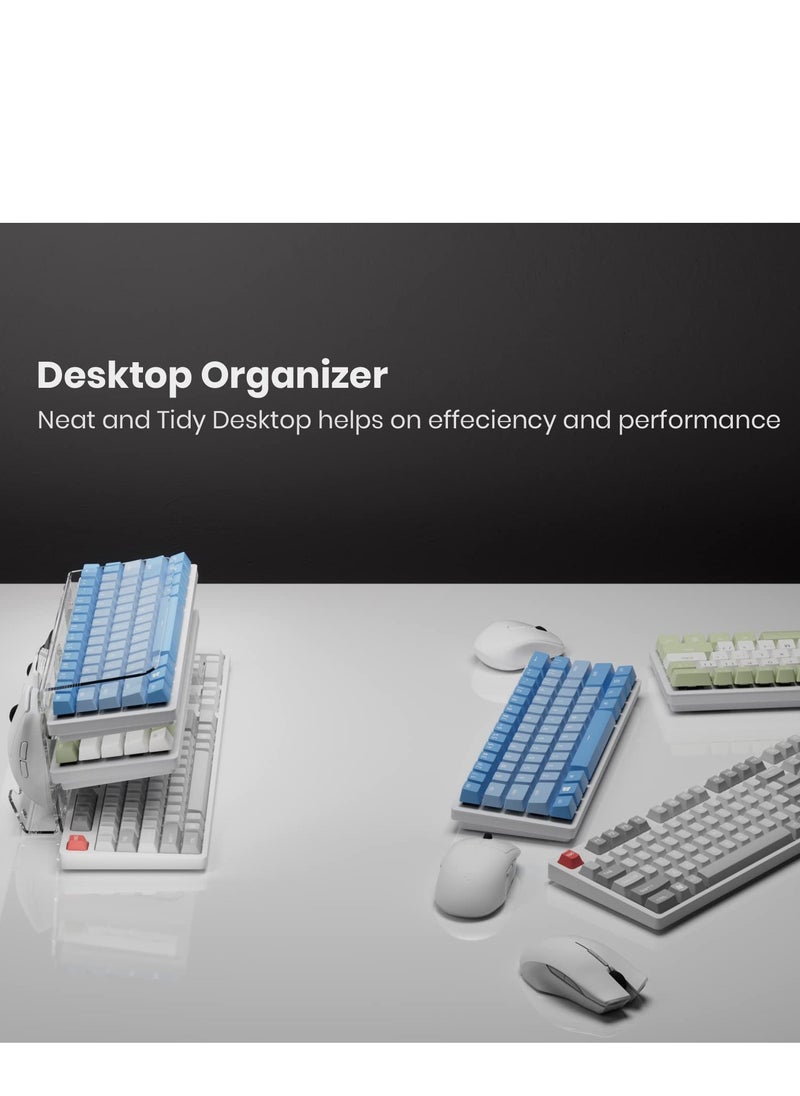Excefore - Acrylic Keyboard Mouse Storage Rack,3-Tier Keyboard Display Stand,Gaming Keyboard Plate Holder Keyboard Mouse Desktop Organizer-Clear, Elegant, and Functional - Image 1
