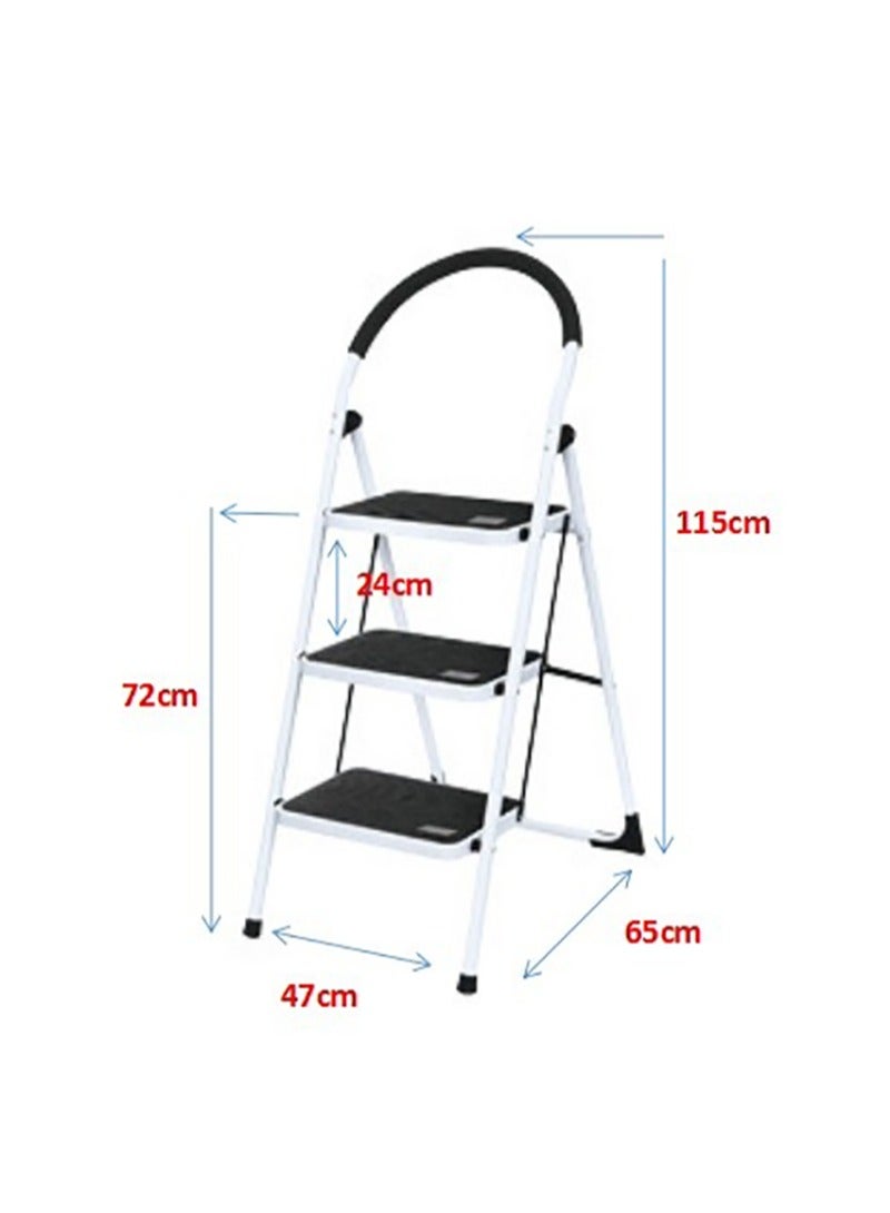 AGD Portable 3 Step Home Metal Ladder with Wide Pedal Anti-Slip Folding Ladder with Handle for Home, Kitchen, Garden and Office - Image 4