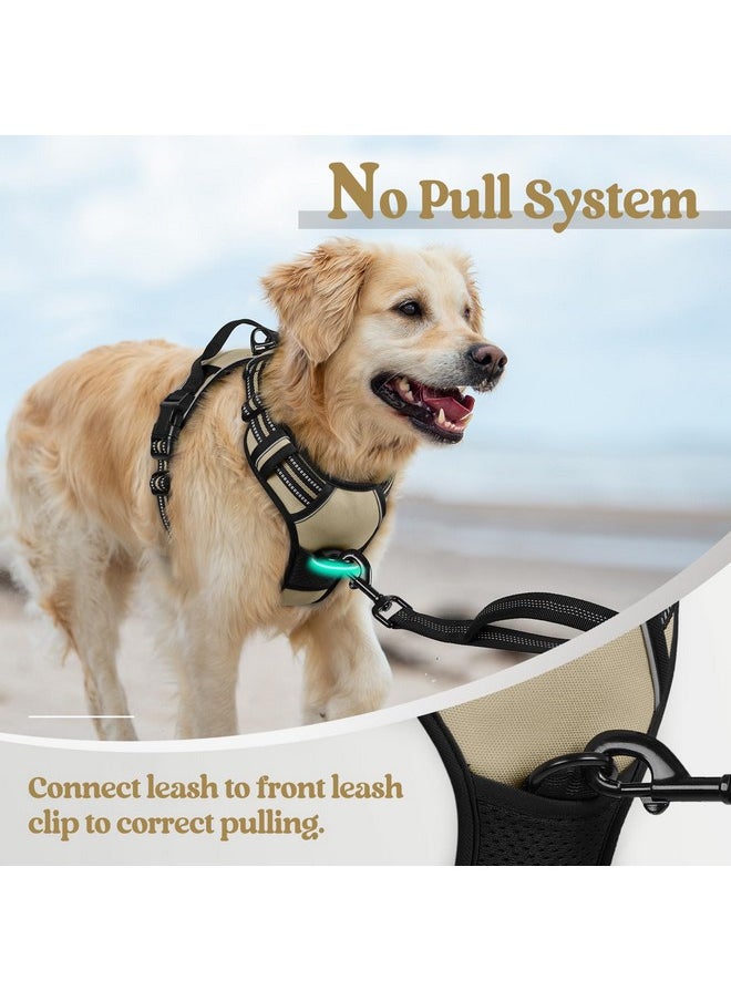 Rabbitgoo rabbitgoo Dog Harness No Pull with 2 Leash Clips, Adjustable Soft Padded, Reflective Oxford No Choke Pet Vest with Easy Control Handle for Medium Sized Dogs, Beige, M  - Image 4