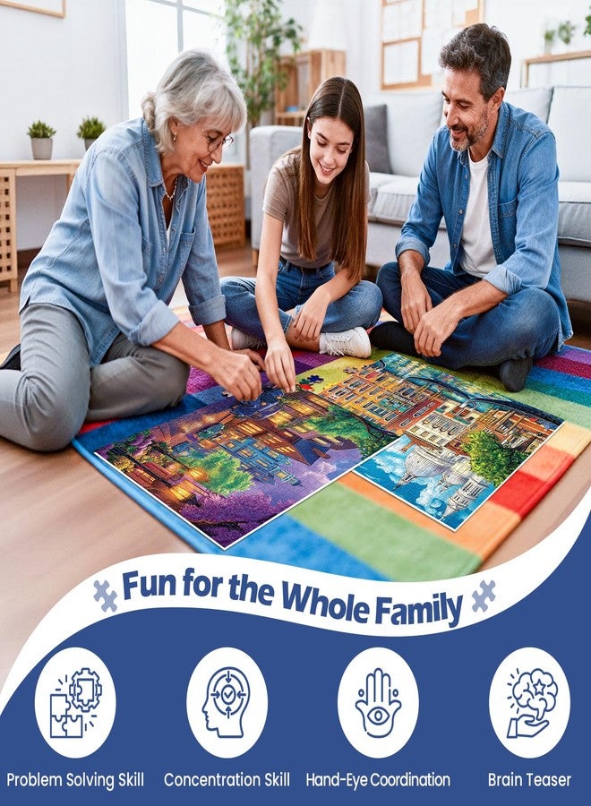 WSCXSC 2 Pack 500 Pieces Puzzle for Adults,Venice Building Jigsaw Puzzles 500 Pieces City Night Puzzles for Adult Puzzles No Dust Colorful Premium Cardboard Puzzle Games Family Activity Great Gift - Image 2