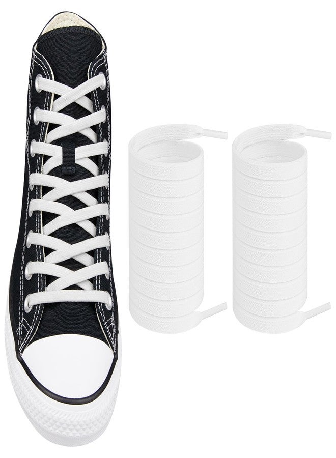 Endoto Elastic Shoe Laces for Converse High Top and Low Top Flat Stretchy Bungee Replacement Shoelaces(Color:White,Size:58Inch) - Image 1