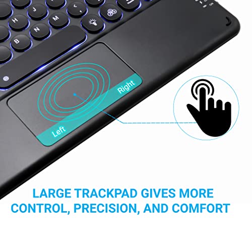 CONCEPT KART Bluetooth Wireless Touchpad Keyboard with LED Backlit| Silent Keys| Ultra-Slim Multi-Device Keyboard for ipad Tablet, Android, Windows, Mac, Laptop (Black) - Image 5