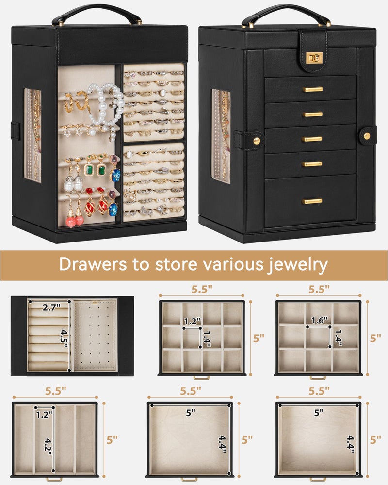 AKOZLIN Jewelry Box 6-Tier Organizer Functional 360° Rotating Jewelry Storage Case for Women Girls Ring Necklace Earring Bracelet Holder with Mirror - Image 2