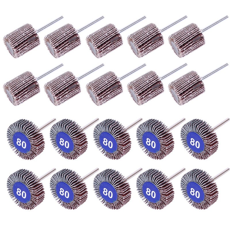 AUTOTOOLHOME 20PCS Abrasive Flap Wheel Sander 80 Grit 1/8" Shank Diameter 32mm 3/8" Thick and 1" Abrasive Sandpaper Flap Sanding Wheel Grinding Head Rotary Tool for Grinding and Polishing - Image 1