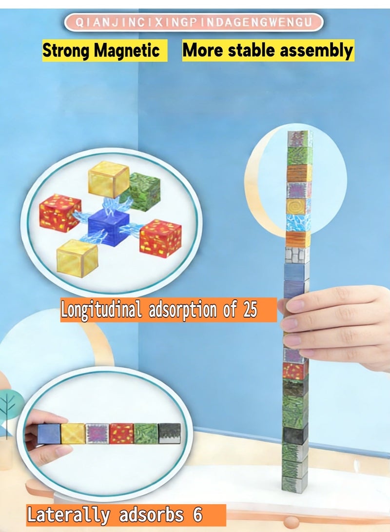 oasistrail Magnetic Blocks-Building cubes 150PCS High-Strength Mine Magnet World Set for Kids, Magnet Blocks Cubes for Boys Girls, A must-have construction building toy for kindergarten classroomsSTEM Montessori Sensory Toys Stacking Toy for 3 4 5 6 7 8 9 10 11 12 Christmas Birthday Gift(Forest Tower; includes 5 toy figurines.) - Image 5
