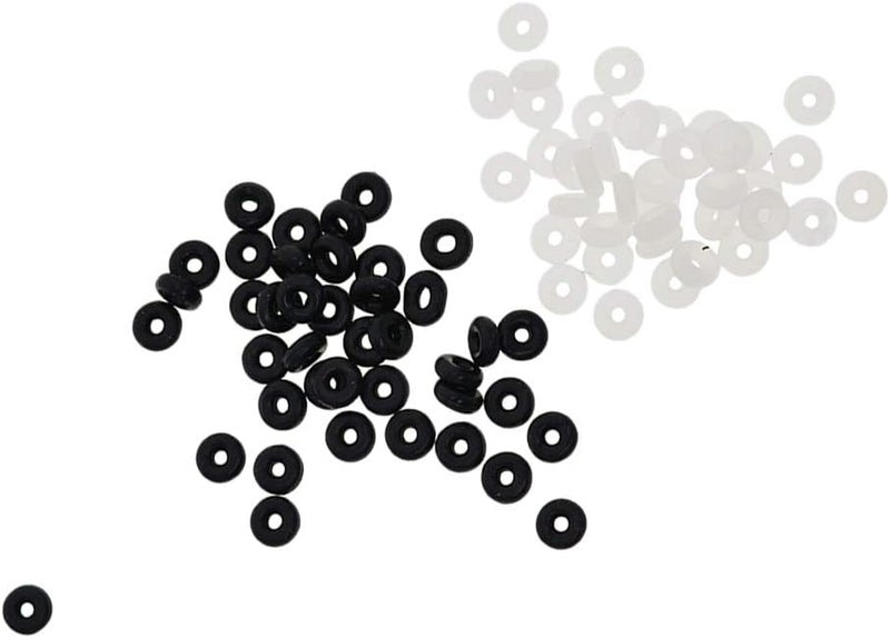 klarako 100 Pcs Silicone Rubber Stoppers Ring Bead Charms Bracelets Compatible for Use Alone Or With Clip Lock Spacer Charm  Black + Clear - Image 1