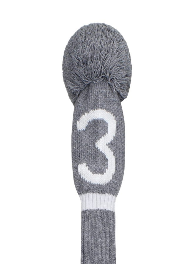 Scott Edward Green Grey White Argyle Golf Club Head Covers, Acrylic Yarn Double-Layers Knitted, with Rotatable Number Tags Set of 4 (Gray White Number 135U) - Image 5