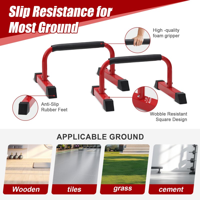 ETICSIPA Push Up Bars: Sweat-resistant Parallettes Bar for Handstands L-sit & Dip, No Wobbling Strength Training Pushup Stands for Women Men Workout Core Exercise at Home Floor Gym - Image 4