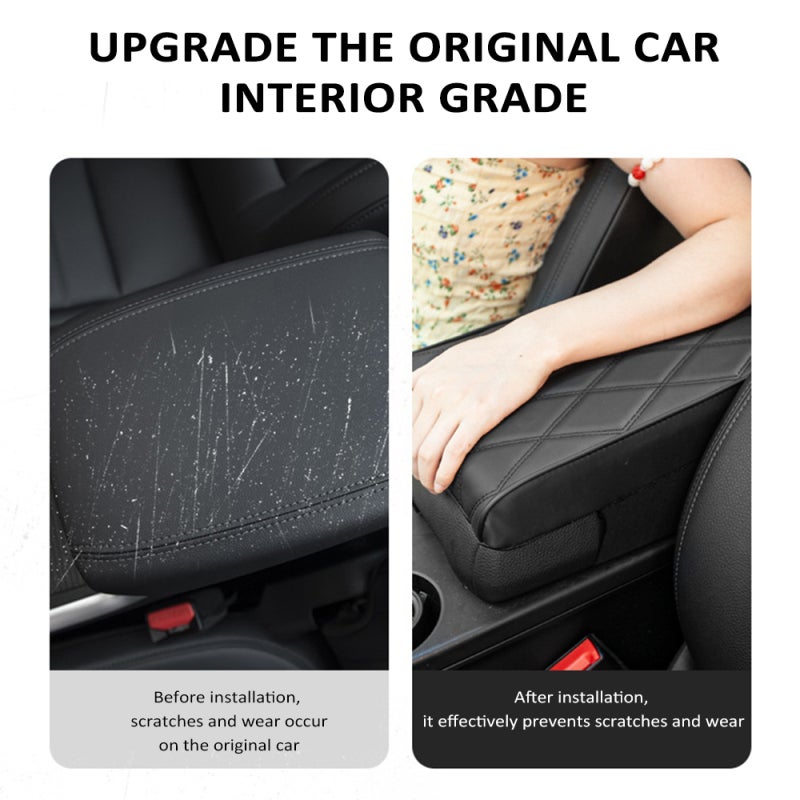 Car Center Console Cover Type 1 Black: Superior PU Leather Memory Foam Core - Full Protection Non-Slip Design Easy Installation Armrest Pad for Long-Drive Car Owners - Image 4
