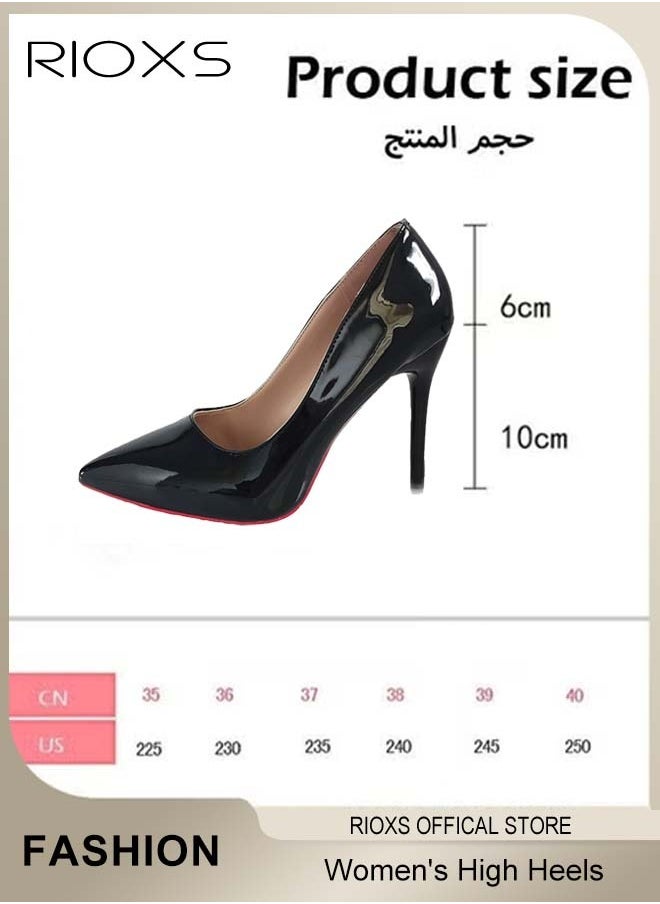 RIOXS Women's Pointed Toe High Heels, 10cm Patent Leather Pumps, Elaborate Stiletto Heels Pumps, Elegant Wedding Dress Shoes, Suitable for Office, Party, Wedding or Formal Occasions, Easy to Wear for All Day Long  - Image 4