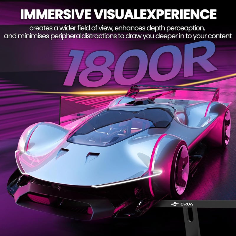 CRUA شاشة 27 بوصة FHD 100Hz منحنية 1800R بدقة 1080P (1920x1080) بإطار فائق النحافة، خالية من الوميض، 120% sRGB مناسبة للاستخدام المنزلي والمكتبي، مزودة بمكبرات صوت مدمجة - Image 5