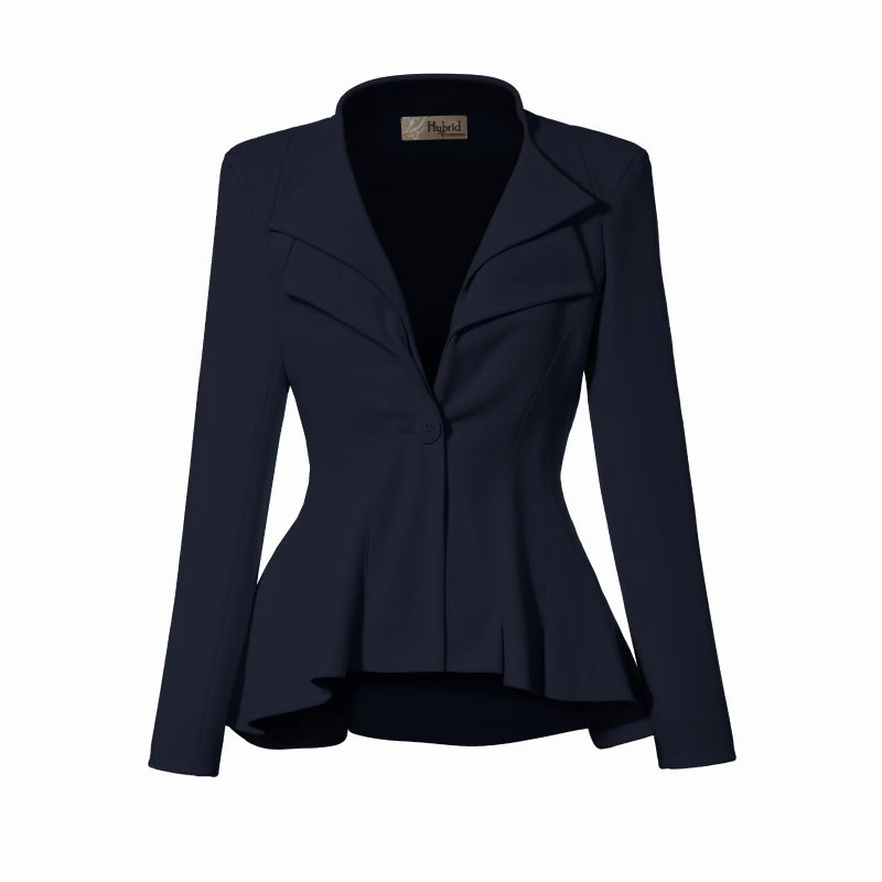 Hybrid & Company Hybrid Company Women Double Notch Lapel Office Blazer JK43864 1073T Navy Medium