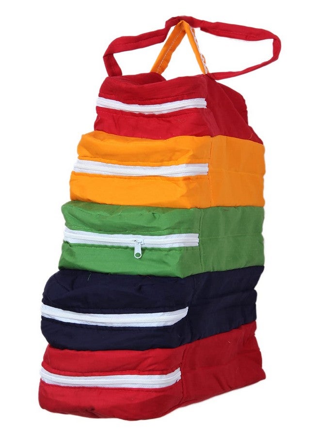 Kuber Industries Kuber Industries Multiuses 5-Tier Hanging Cotton Shoe Organizer, Cover, Protector, Travelling Kit (Multicolour), (49KM0475) - Image 1