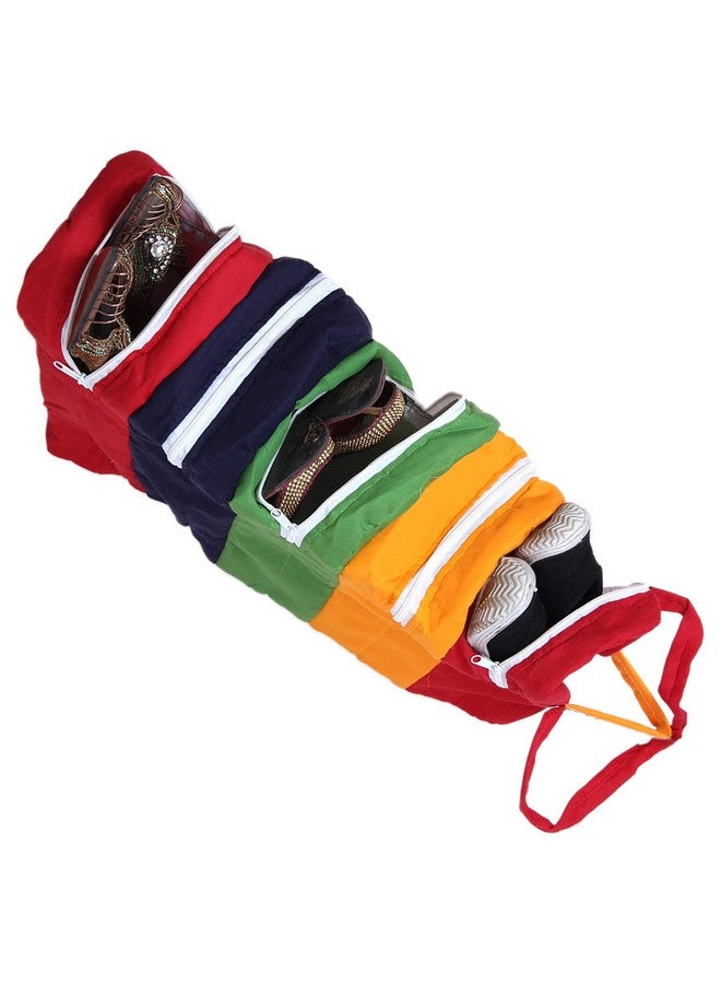 Kuber Industries Kuber Industries Multiuses 5-Tier Hanging Cotton Shoe Organizer, Cover, Protector, Travelling Kit (Multicolour), (49KM0475) - Image 5