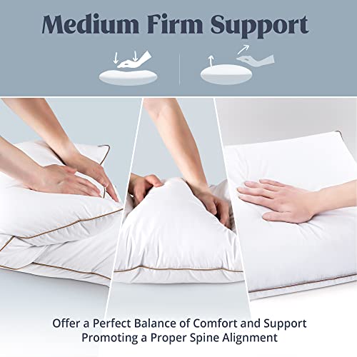 puredown® Made in USA Goose Feather Down Pillow, 100% Cotton Cover, Hotel Pillows King Size Set of 2, Luxury Feather Pillows for Back, Stomach or Side Sleepers - Image 5