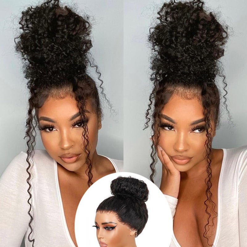 Healthair Hidden Strap 360 Full Lace Front Wigs Human Hair Invisible Strap Pre Plucked Bleached Konts Pre Cut Lace Deep Wave HD Lace Frontal Wig with Drawstring Natural Hairline 360 Glueless Wigs(18inch)
