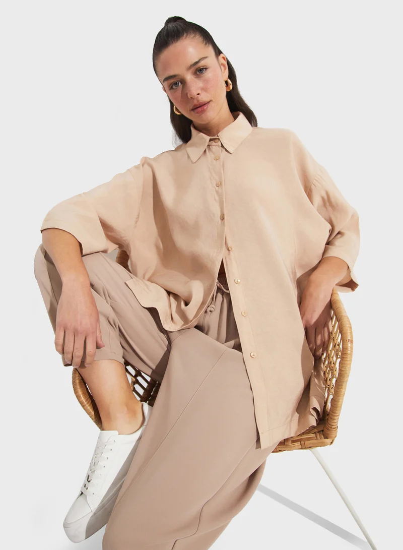 JUNE Knitted Button Down Shirt