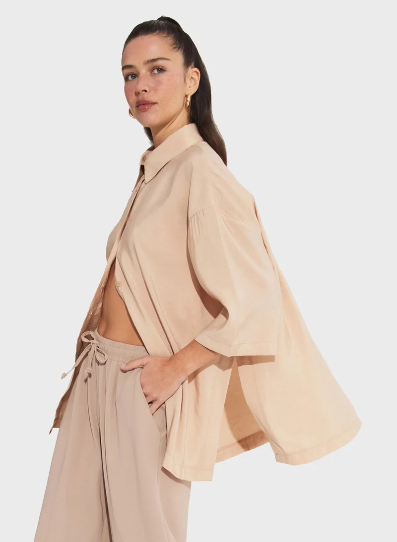 JUNE Knitted Button Down Shirt