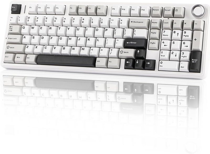EPOMAKER X AULA F99 PRO Wireless Gaming Keyboard, Hot Swappable, 2.4GHz/Type-C/BT5.0 Custom Mechanical Keyboard with 8000mAh Battery, RGB Backlit (Black&Grey&White) - Image 1