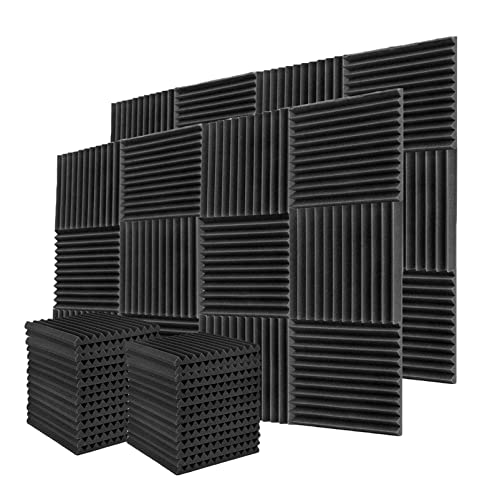 IRIDESCENT 52 Pack Acoustic Foam Panels,1" x 12" x 12"Acoustic Wedge Studio Foam Sound Absorption Wall Panels (Black) - Image 1