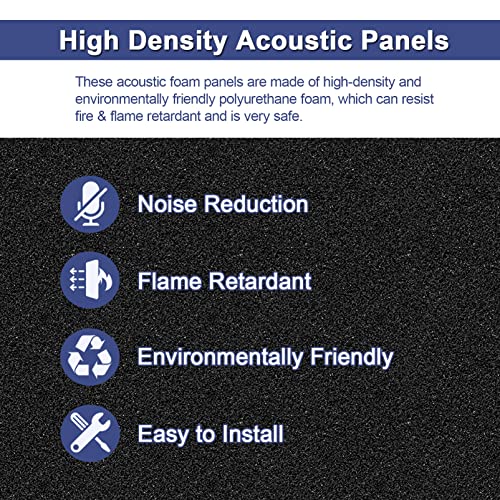 IRIDESCENT 52 Pack Acoustic Foam Panels,1" x 12" x 12"Acoustic Wedge Studio Foam Sound Absorption Wall Panels (Black) - Image 5