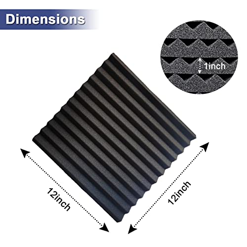 IRIDESCENT 52 Pack Acoustic Foam Panels,1" x 12" x 12"Acoustic Wedge Studio Foam Sound Absorption Wall Panels (Black) - Image 3