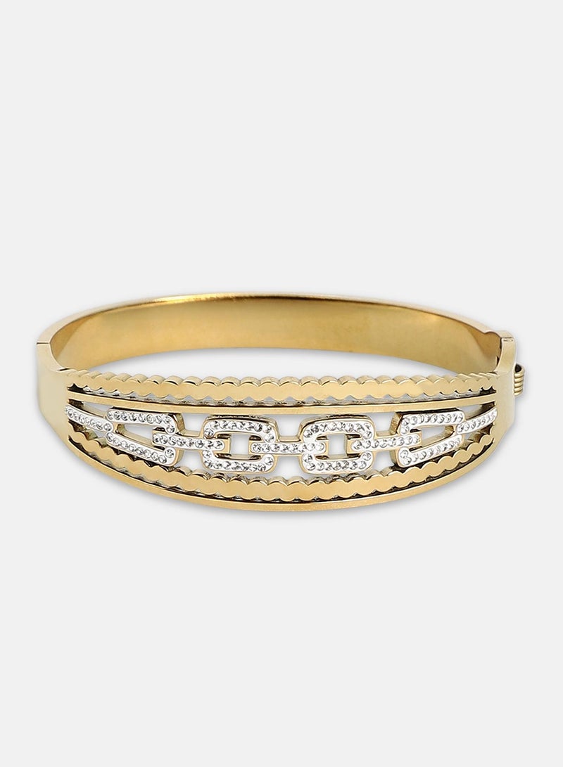 SOHI Chain Link Embellished Cuff Bangle - Image 4