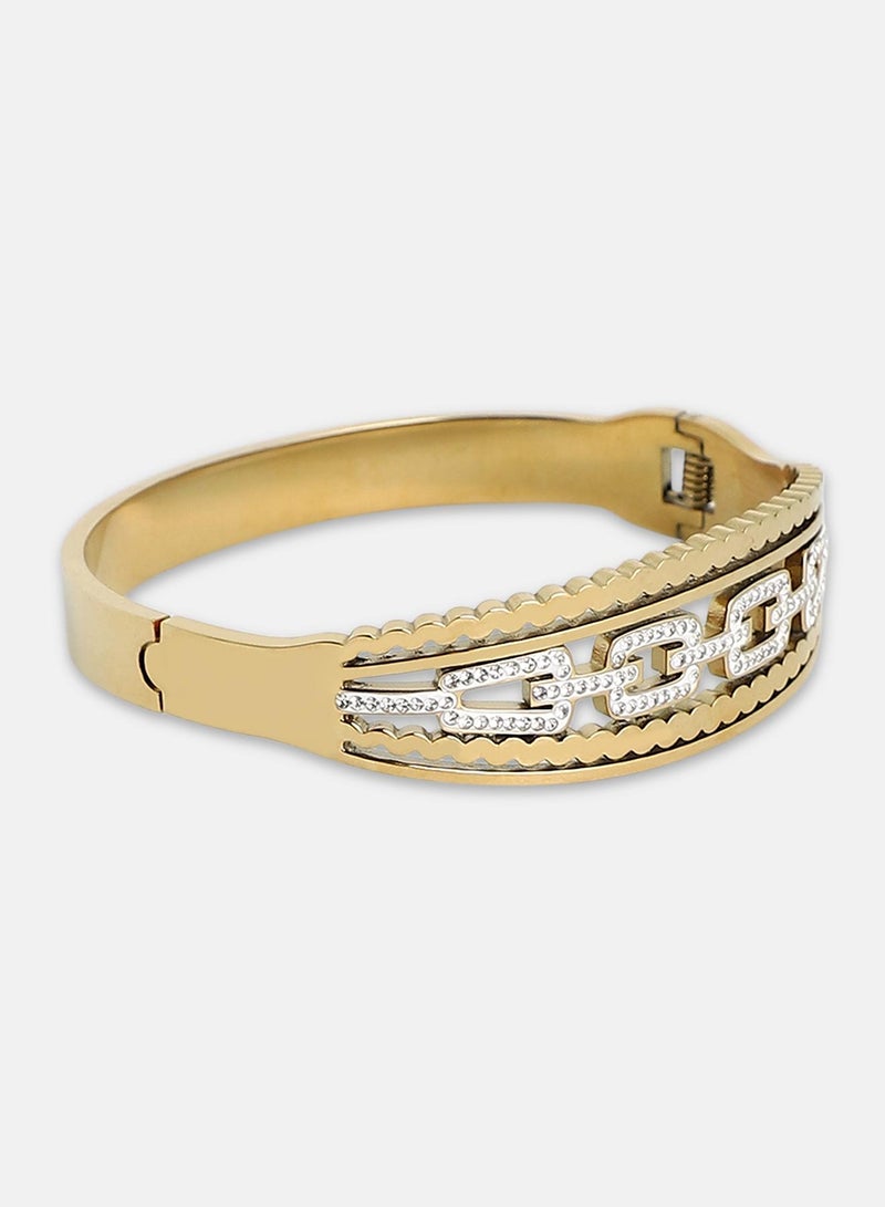 SOHI Chain Link Embellished Cuff Bangle - Image 5