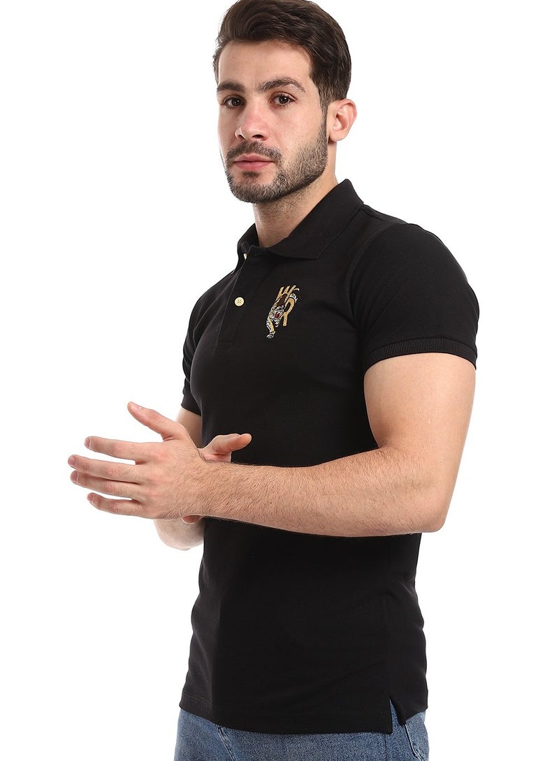 WHITE RABBIT Stitched Chest Logo Pique Patterned Polo Shirt  - Image 2