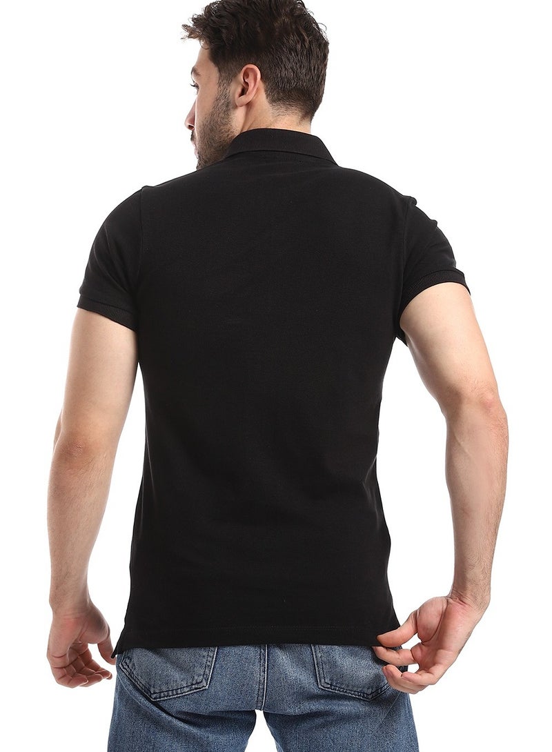 WHITE RABBIT Stitched Chest Logo Pique Patterned Polo Shirt  - Image 3
