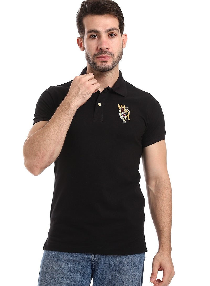 WHITE RABBIT Stitched Chest Logo Pique Patterned Polo Shirt  - Image 1