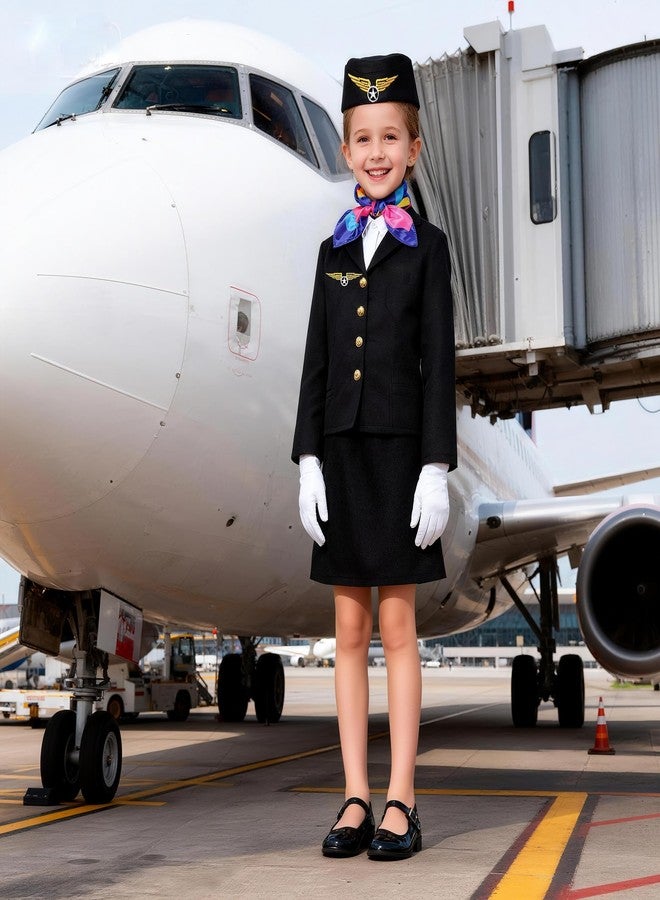 Davsolly Flight Attendant Costume for Kids Stewardess Costume Set for Girls’ Career Day 100 Days of School Halloween Dress Up - Image 2