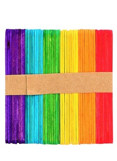 Lavish 50-Piece Colorful Natural Wooden Popsicle Sticks For DIY Hand Art Crafts Size 115x10x2mm  - Image 1