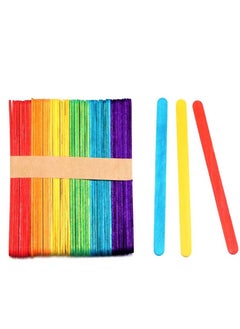 Lavish 50-Piece Colorful Natural Wooden Popsicle Sticks For DIY Hand Art Crafts Size 115x10x2mm  - Image 2