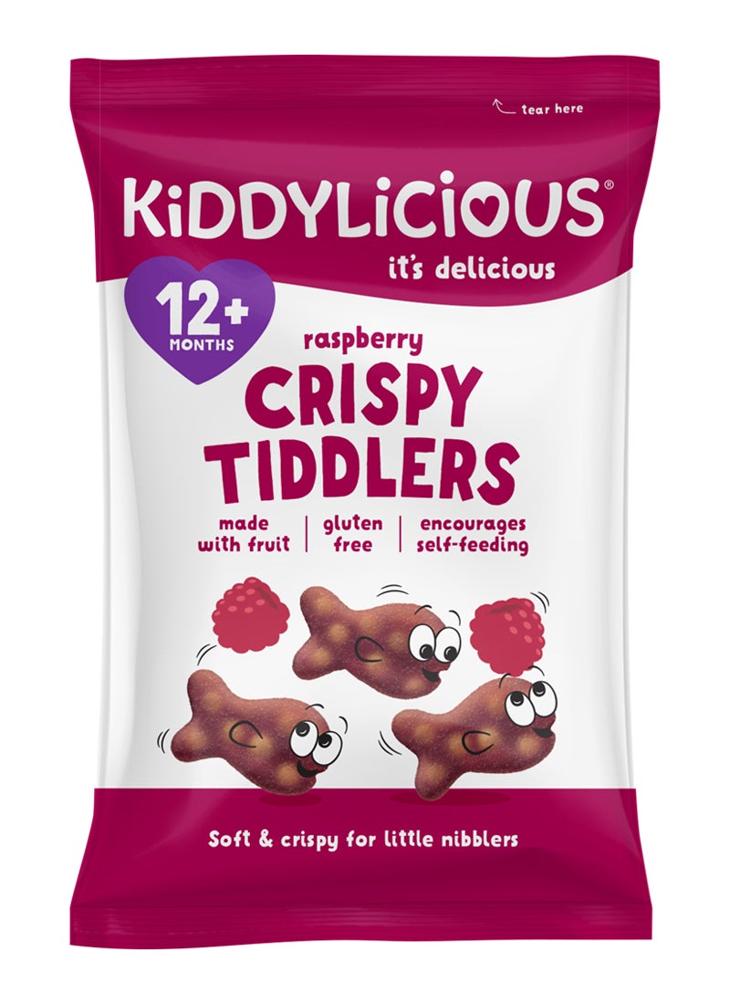 Kiddylicious Raspberry Crispy Tiddlers - Delicious Real Fruit Treat for Kids - Suitable for 12+ Months -12gms - Image 1