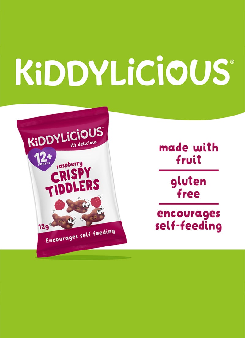 Kiddylicious Raspberry Crispy Tiddlers - Delicious Real Fruit Treat for Kids - Suitable for 12+ Months -12gms - Image 3