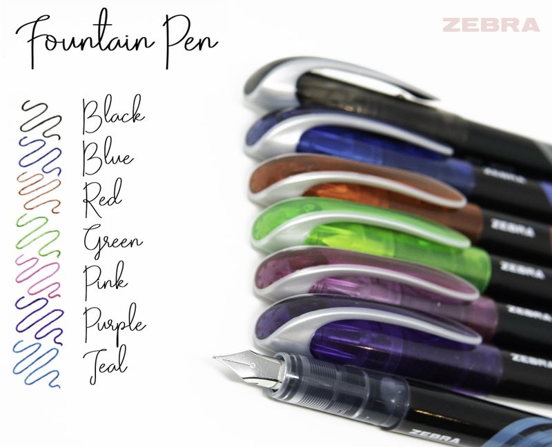 Zebra Pen Fountain, Fine 0.6 Mm, Assorted Ink Colors, Assorted, 7/pack - Image 3