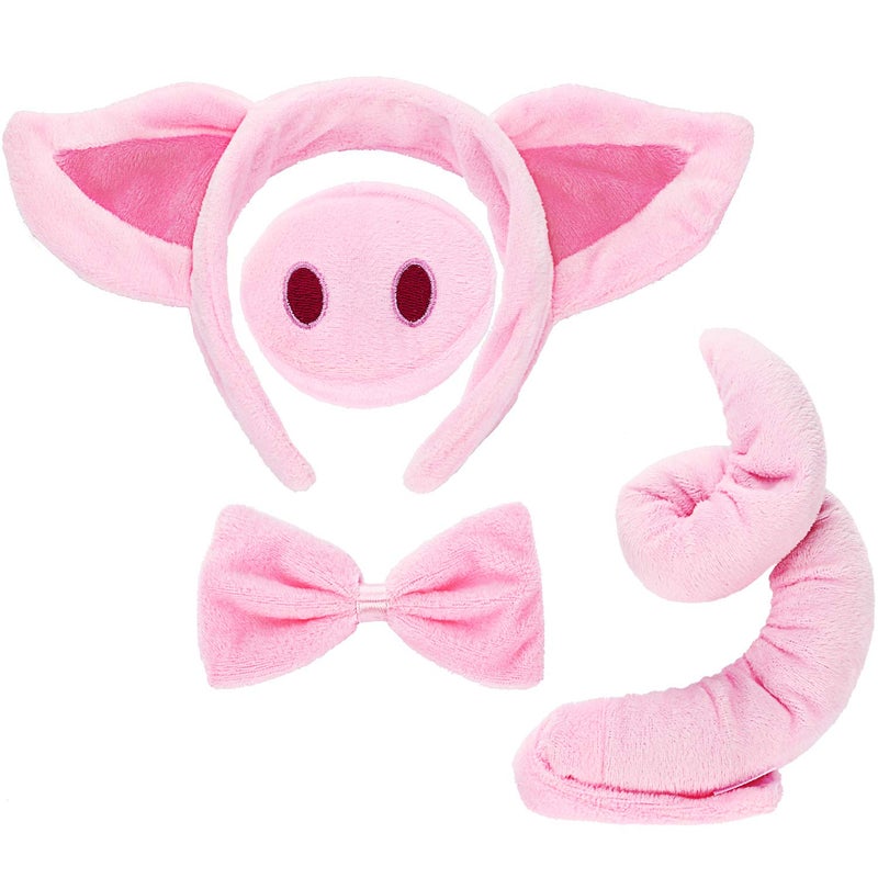 Norme Pig Costume Set Ears Nose Tail and Bow Tie Pink Fancy Dress Kit Accessories for Mardi Gras CarnivalPink - Image 4