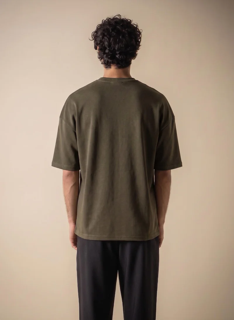 Shapes DARK GREEN PRINTED COMFORT HEAVYWEIGHT T-SHIRT for Men | Best Price UAE