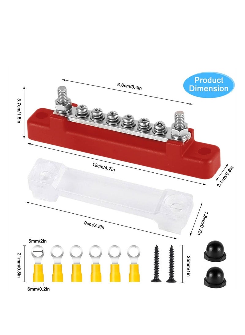 48V 150A Bus Bar Power Distribution Blocks Marine Terminal Studs Blocks Marine Battery Bus Bar 6 Screw Terminal Positive and Negative Battery for Automotive Car Boat - Image 4