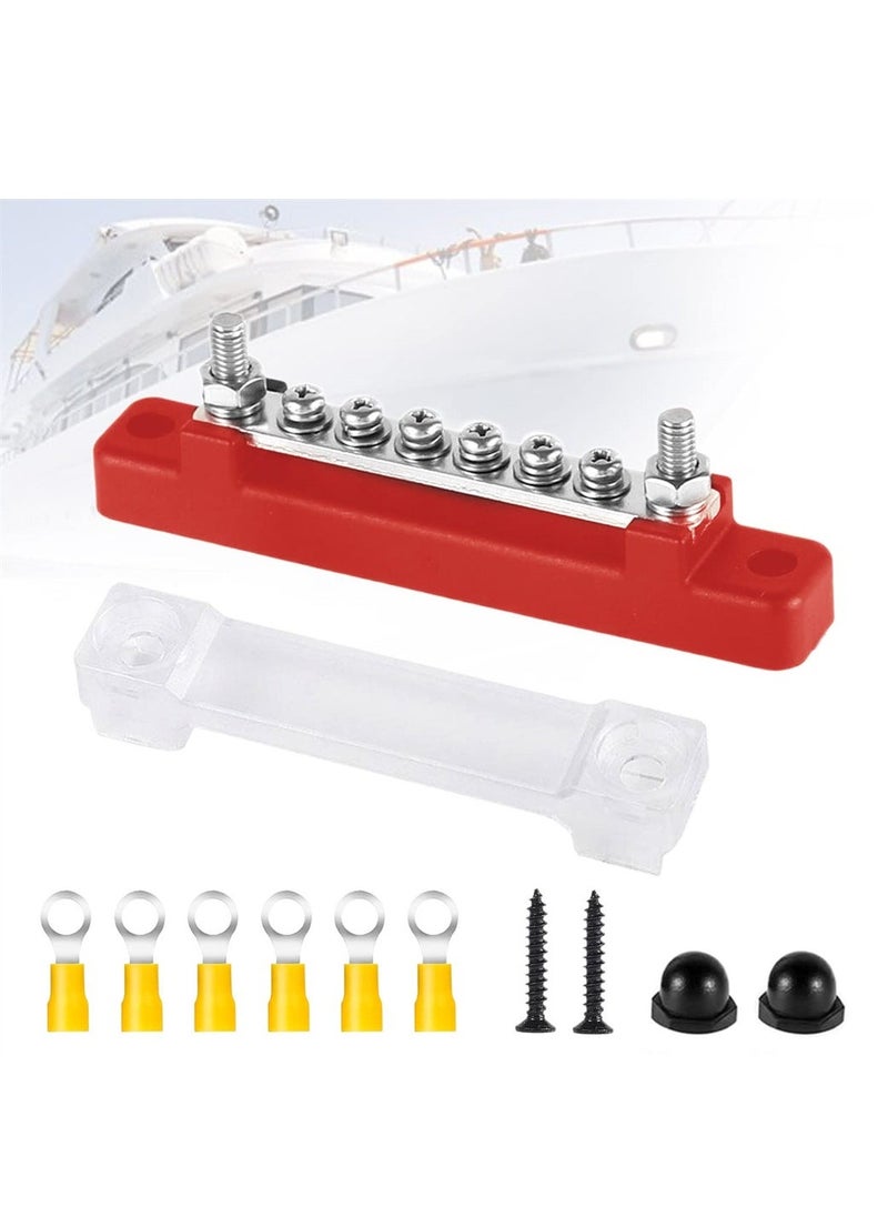 48V 150A Bus Bar Power Distribution Blocks Marine Terminal Studs Blocks Marine Battery Bus Bar 6 Screw Terminal Positive and Negative Battery for Automotive Car Boat - Image 1
