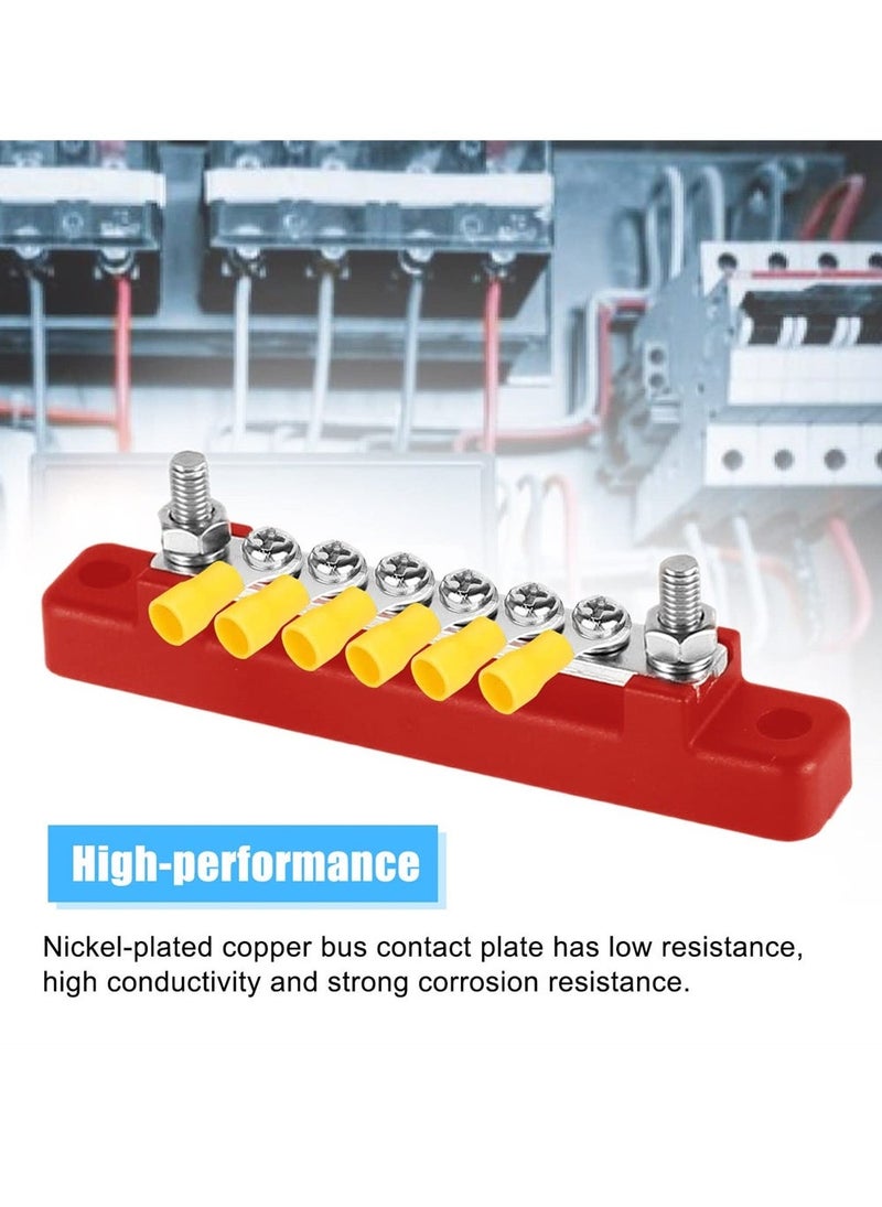 48V 150A Bus Bar Power Distribution Blocks Marine Terminal Studs Blocks Marine Battery Bus Bar 6 Screw Terminal Positive and Negative Battery for Automotive Car Boat - Image 3