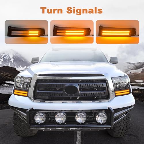 TBHOO LED Daytime Running Lights For 2007-2013 Toyota Tundra 08-13 Sequoia Fog lights DRL Amber Turn Signals LED Headlight Guard Tundra Headlight Assemblies Fog Lights(for Tundra 07-13 DRL) - Image 5