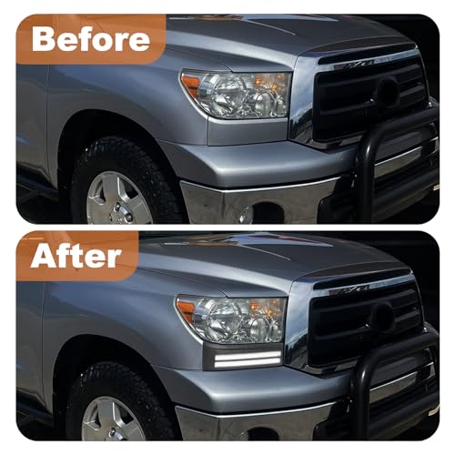 TBHOO LED Daytime Running Lights For 2007-2013 Toyota Tundra 08-13 Sequoia Fog lights DRL Amber Turn Signals LED Headlight Guard Tundra Headlight Assemblies Fog Lights(for Tundra 07-13 DRL) - Image 2