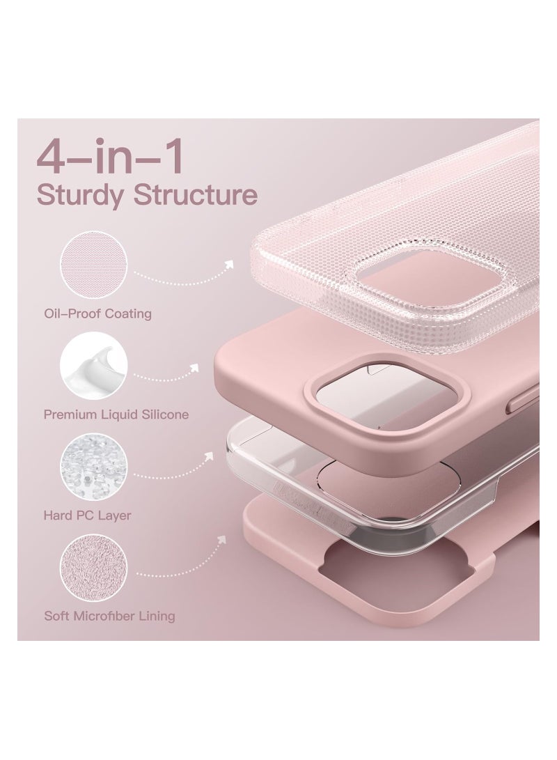 جي تيك حافظة آيفون 15 من السيليكون مقاس 6.1 بوصة، ناعمة الملمس حريري، حافظة هاتف واقية لكامل الجسم، غطاء مقاوم للصدمات، وردي - Image 3