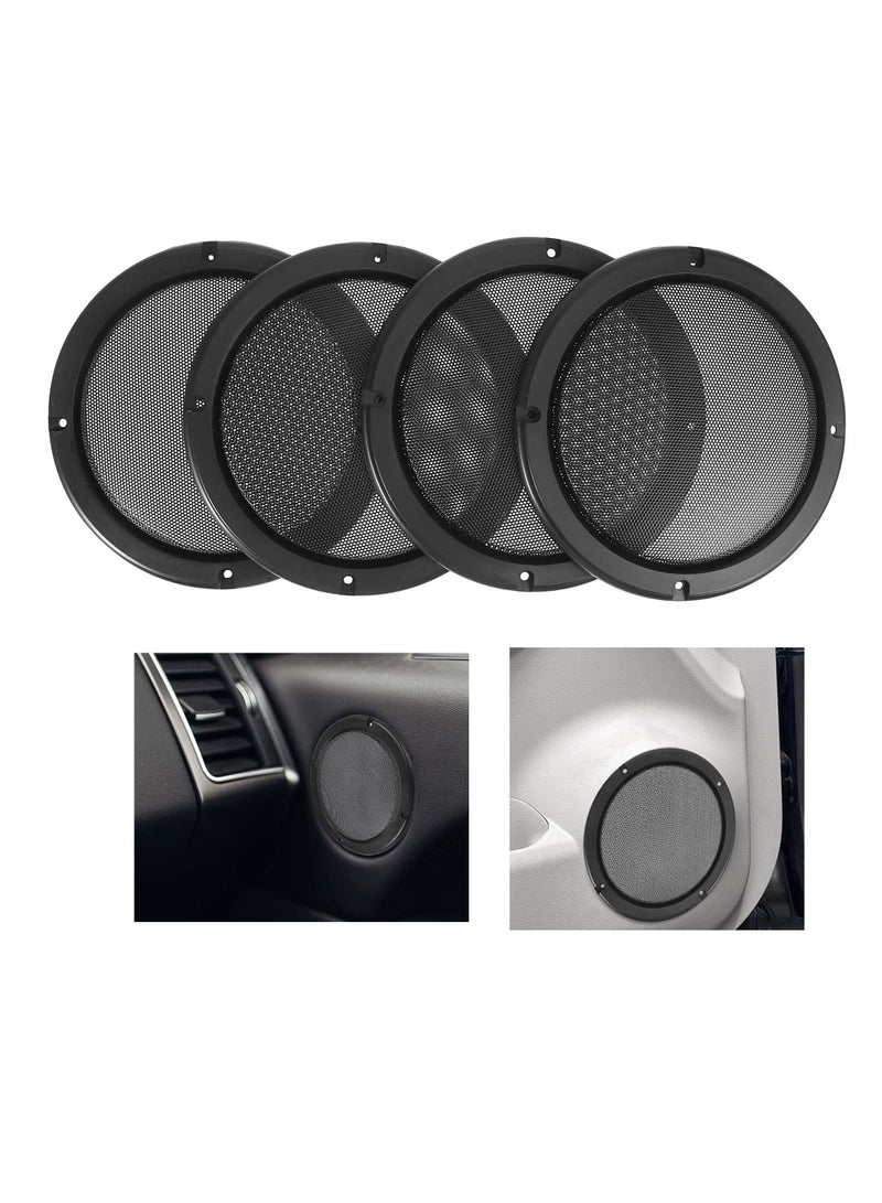Y&D 6.5 Inch Universal Car Speaker Cover Grille, 4 Pieces Replacement Dust-Proof Grille Auto Assembly Parts (Black)  - Image 1