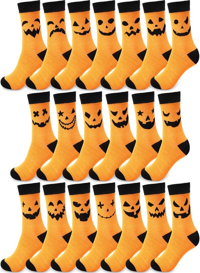 Breathffy 20 Pairs Halloween Pumpkins Socks Novelty Pumpkin Ghost Socks Bulk Funny Crazy Halloween Gifts for Women Men - Image 1